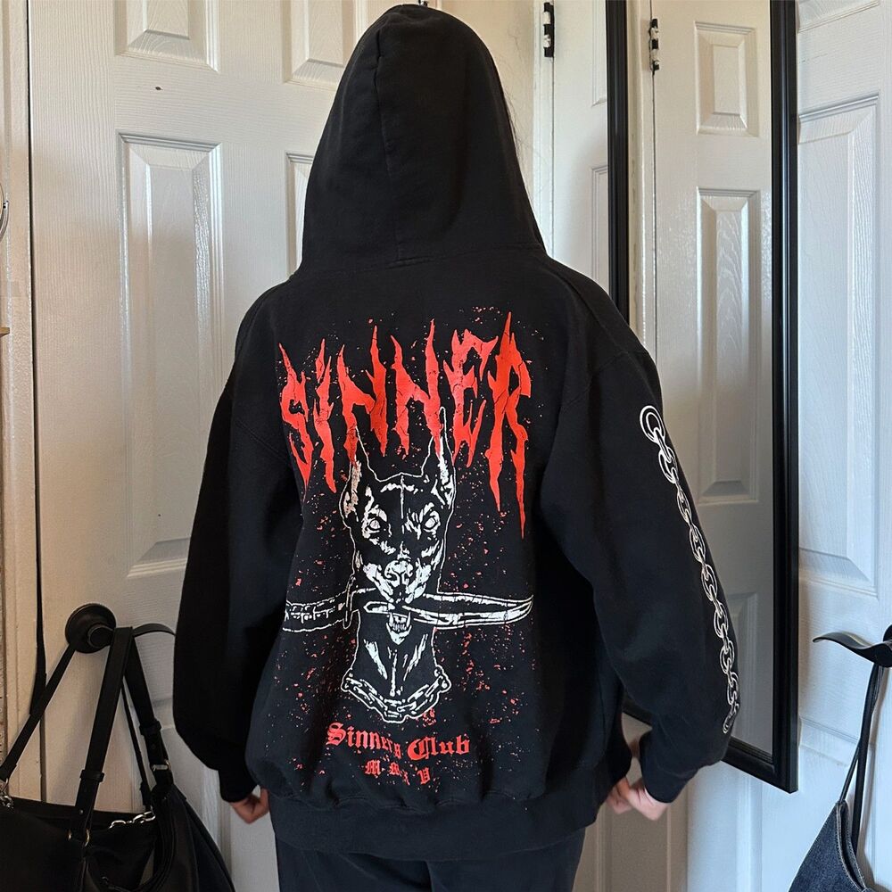 sinner club graphic zip up hoodie 🥀⛓️
